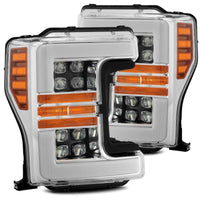 Thumbnail for AlphaRex 17-19 Ford F-250 SD NOVA LED Proj Headlights Plank Style Chrome w/Activ Light/Seq Signal