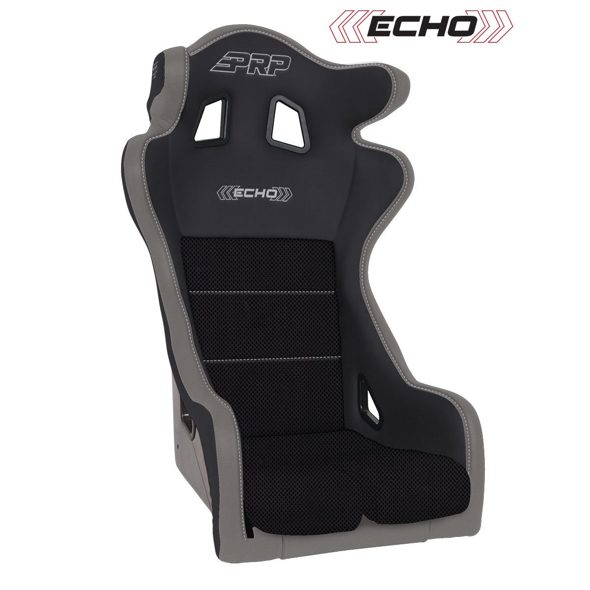 PRP Echo Composite Seat- Black/Grey (PRP Silver Outline/Delta Silver- Silver Stitching)
