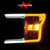 Thumbnail for ANZO 2018-2020 Ford F-150 Projector Headlight w/Plank Style Switchback Chrome Housing