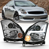 Thumbnail for ANZO 2003-2007 Infiniti G35 Projector Headlight Plank Style Black (HID Compatible, No HID Kit )