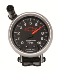 Thumbnail for Autometer GM Red Bowtie Black 3-3/4in 0-10000 RPM Pedestal Mount Tachometer Quick-Lite