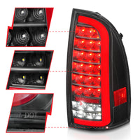 Thumbnail for ANZO 05-15 Toyota Tacoma Full LED Tail Lights w/Light Bar Sequential Black Housing Clear Lens