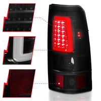 Thumbnail for ANZO 2003-2006 Chevy Silverado 1500 LED Taillights Plank Style Black w/Smoke Lens