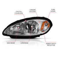 Thumbnail for ANZO 2001-2005 Chrysler Pt Cruiser Crystal Headlight Chrome Amber (OE)