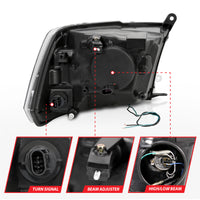 Thumbnail for ANZO 09-18 Dodge Ram 1500 Plank Style Projector Headlights Black w/ Halo