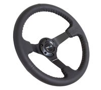 Thumbnail for NRG Reinforced Steering Wheel (350mm / 3in. Deep) Bk Leather w/Bk BBall Stitch (Odi Bakchis Edition)