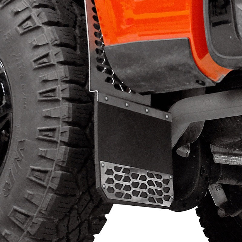 Putco 2020 Chevy Silv/Sierra HD Dually - (Rear) - Set of 2 Mud Skins - Brushed SS w/ Hex Shield