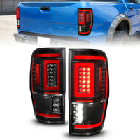 Thumbnail for ANZO 19-22 Ford Ranger Full LED Taillights w/ Lightbar Sequential Signal Black Housing/Clear Lens