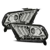 Thumbnail for AlphaRex 10-12 Ford Mustang PRO-Series Projector Headlights Plank Style Chrome w/Top/Bottom DRL