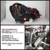 Thumbnail for Spyder Mercedes Benz E-Class 07-09 Projector Headlights Halogen - DRL Blk PRO-YD-MBW21107-DRL-BK
