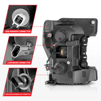 Thumbnail for ANZO 17-19 Ford F-250/350/450 SD (w/o Factory LED) LED Proj Headlights w/Light Bar Switchback Blk