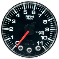 Thumbnail for Autometer Spek-Pro Gauge Tach 2 1/16in 11K Rpm W/ Shift Light & Peak Mem Blk/Chrm