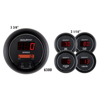 Thumbnail for AutoMeter Gauge Kit 5 Pc. 3-3/8in. & 2-1/16in. Elec Speedo Digital Black Dial W/ Red Led