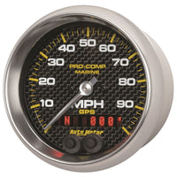 Thumbnail for Autometer Marine Carbon Fiber 3-3/8in 100MPH GPS Speedometer Gauge