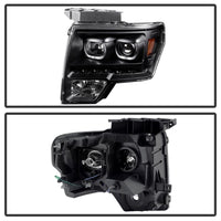 Thumbnail for Xtune Ford F150 09-14 Projector Headlights Halogen Model Only LED Halo Black PRO-JH-FF15009-CFB-BK