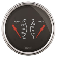 Thumbnail for AutoMeter Gauge Dual Wtmp & Volt 3-3/8in. 250 Deg. F & 18V Elec Designer Black