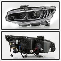 Thumbnail for Spyder 16-18 Honda Civic 4Dr w/LED Seq Turn Sig Lights Proj Headlight - Black - PRO-YD-HC16-SEQ-BK
