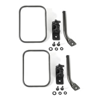 Thumbnail for Rugged Ridge 97-18 Jeep Wrangler Textured Black Rectangular Stubby Trail Mirror Kit