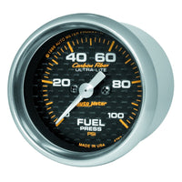 Thumbnail for Autometer Carbon Fiber 52mm 100 PSI Electronic Fuel Pressure Gauge