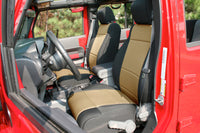 Thumbnail for Rugged Ridge Seat Cover Kit Black/Tan 11-18 Jeep Wrangler JK 4dr