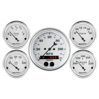 Thumbnail for Auto Meter Speedometer 3-3/8in and 2-1/16in 5 Piece Old Tyme White Gauge Kit