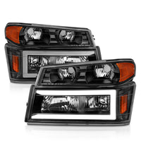 Thumbnail for ANZO 04-12 GM Colorado/Canyon/I-Series Crystal Headlights - w/ Light Bar Black Housing 4pcs