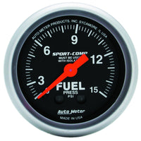 Thumbnail for AutoMeter Gauge Fuel Pressure 2-1/16in. 15PSI Mechanical W/Isolator Sport-Comp