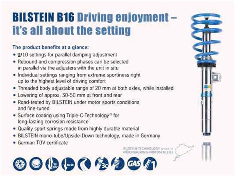 Bilstein B16 2017 Mercedes-Benz E400 V6 3.0L Front and Rear Suspension System