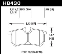 Thumbnail for Hawk 00-07 Ford Focus HT-10 Race Rear Brake Pads