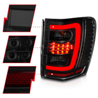 Thumbnail for ANZO 1999-2004 Jeep Grand Cherokee LED Tail Lights w/ Light Bar Black Housing Smoke Lens