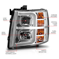 Thumbnail for ANZO 2007-2013 Chevrolet Silverado 1500 Projector w/ Light Bar Chrome Housing w/ Sequential