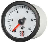 Thumbnail for Autometer Stack 52mm 0-15 PSI 1/8in NPTF Male Pro Stepper Motor Fuel Pressure Gauge - White