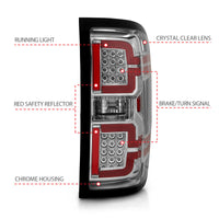 Thumbnail for ANZO 2014-2018 Chevy Silverado 1500 LED Taillights Chrome
