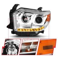 Thumbnail for ANZO 2014-2015 Toyota Tundra Projector Headlights w/ U-Bar Chrome w/ DRL