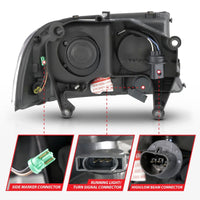 Thumbnail for ANZO 97-04 Dodge Dakota/Durango Crystal headlight Set w/ Light Bar Black Housing