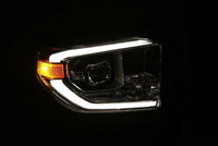 Thumbnail for AlphaRex 14-20 Toyota Tundra LUXX LED Proj Headlights Plank Style Alpha Black w/Activ Light/DRL