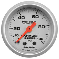 Thumbnail for Autometer Ultra-Lite 52mm 0-100 PSI Mechanical Exhaust Pressure Gauge