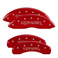 Thumbnail for MGP 4 Caliper Covers Engraved Front & Rear Raptor Red finish silver ch