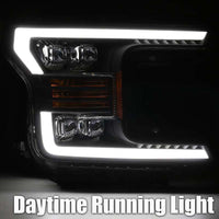 Thumbnail for AlphaRex 18-19 Ford F-150 NOVA LED Projector Headlights Plank Style Chrome w/ActivLight/Seq Signal