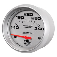 Thumbnail for Autometer Marine Silver Ultra Lite Electric Oil Temperature Gauge 2-5/8in 140-300 Deg F