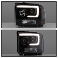 Thumbnail for Spyder Ford F250/350/450 05-07 Projector Headlights - Light Bar DRL LED - Black PRO-YD-FS05V2-LB-BK