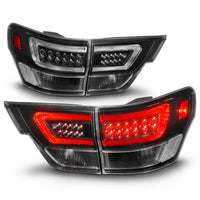 Thumbnail for ANZO 11-13 Jeep Grand Cherokee LED Taillights w/ Lightbar Black Housing/Clear Lens 4pcs