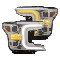 Thumbnail for ANZO 18-19 Ford F-150 Projector Headlights w/Plank Style Switchback Chrome w/Amber