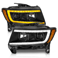 Thumbnail for ANZO 11-13 Jeep Grand Cherokee (Factory Halogen Only) Projector Headlights w/Light Bar Swtchbk Black