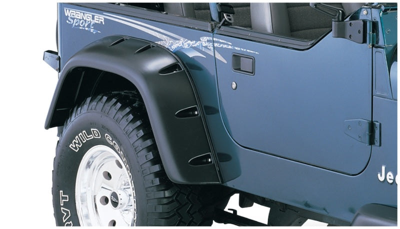 Bushwacker 87-95 Jeep Wrangler Cutout Style Flares 2pc Cutting Optional Not Renegade - Black