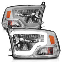 Thumbnail for ANZO 2009-2020 Dodge Ram 1500 Full LED Square Projector Headlights w/ Chrome Housing Chrome Amber