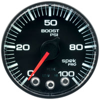 Thumbnail for Autometer Spek-Pro Gauge Boost 2 1/16in 100psi Stepper Motor W/Peak & Warn Blk/Blk