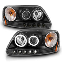 Thumbnail for ANZO 1997-2003 Ford F-150 Projector Headlights w/ Halo Black (CCFL)
