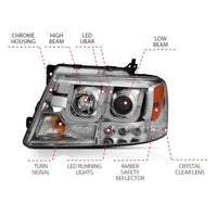 Thumbnail for ANZO 2004-2008 Ford F-150 Projector Headlights w/ U-Bar Chrome