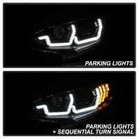 Thumbnail for Spyder 16-18 Honda Civic 4Dr w/LED Seq Turn Sig Lights Proj Headlight - Black - PRO-YD-HC16-SEQ-BK